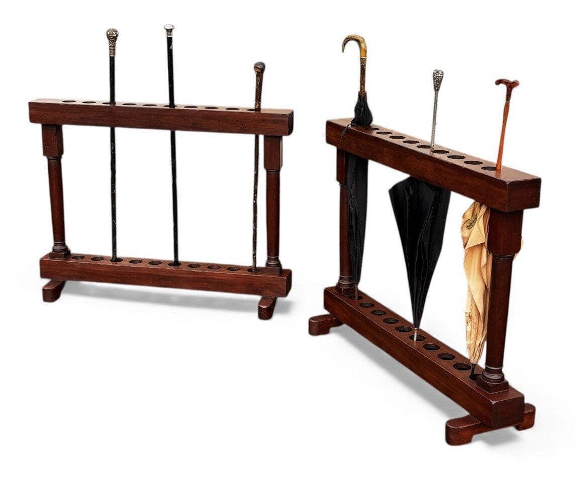Country House Pair Of Mahogany Walking Stick Stands. Each Holds 10.