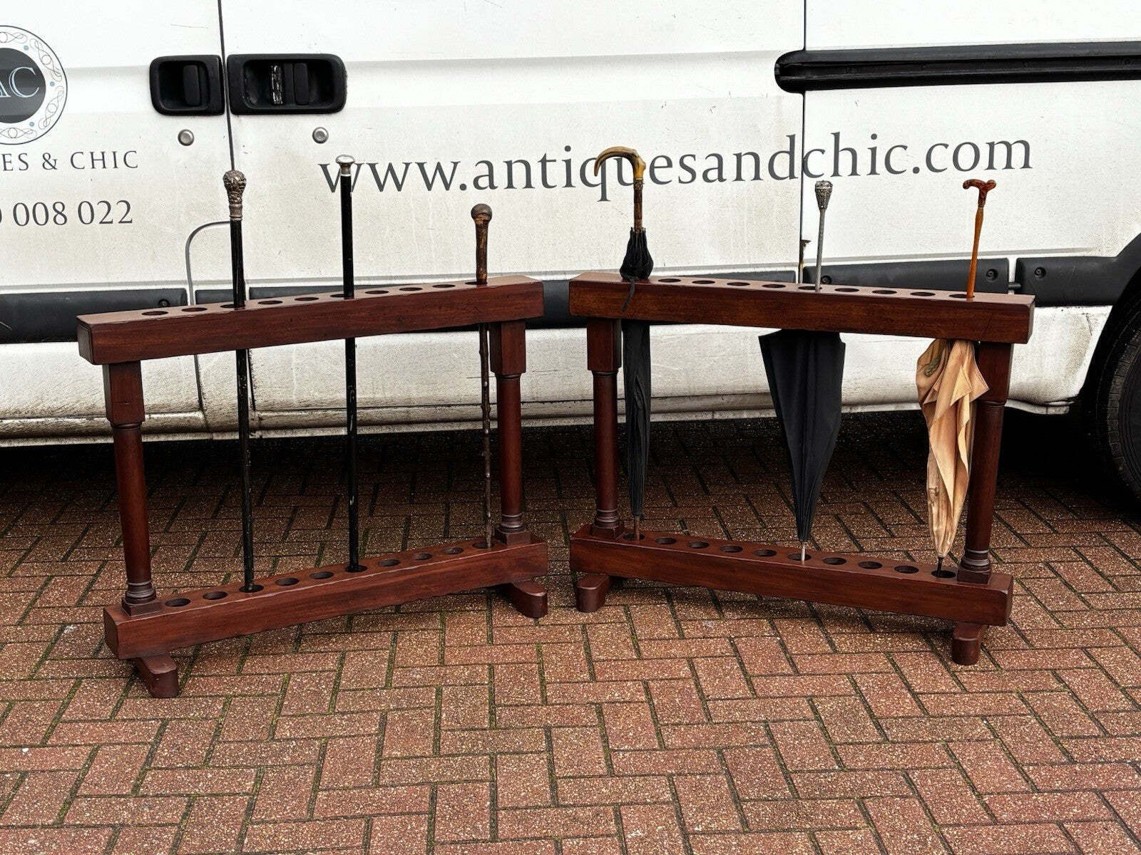Country House Pair Of Mahogany Walking Stick Stands. Each Holds 10. photo 1595.0