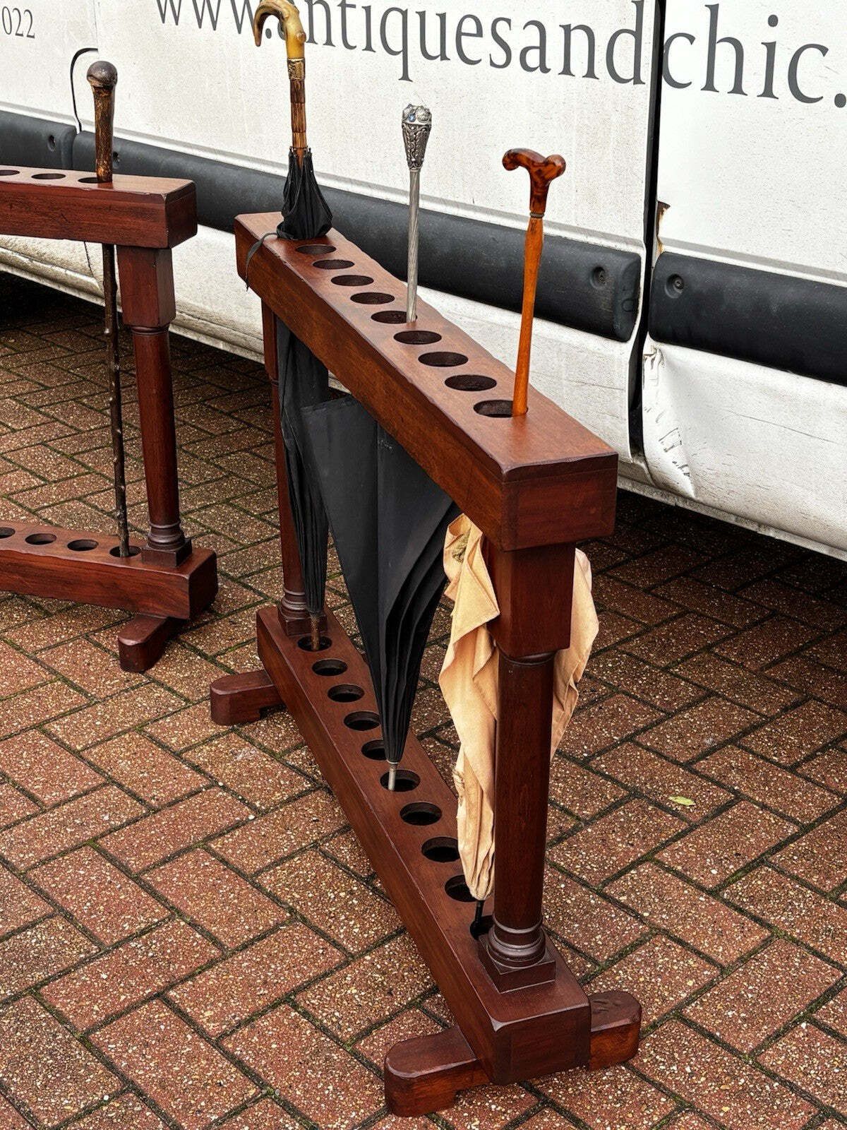 photo furniture Country House Pair Of Mahogany Walking Stick Stands. Each Holds 10.