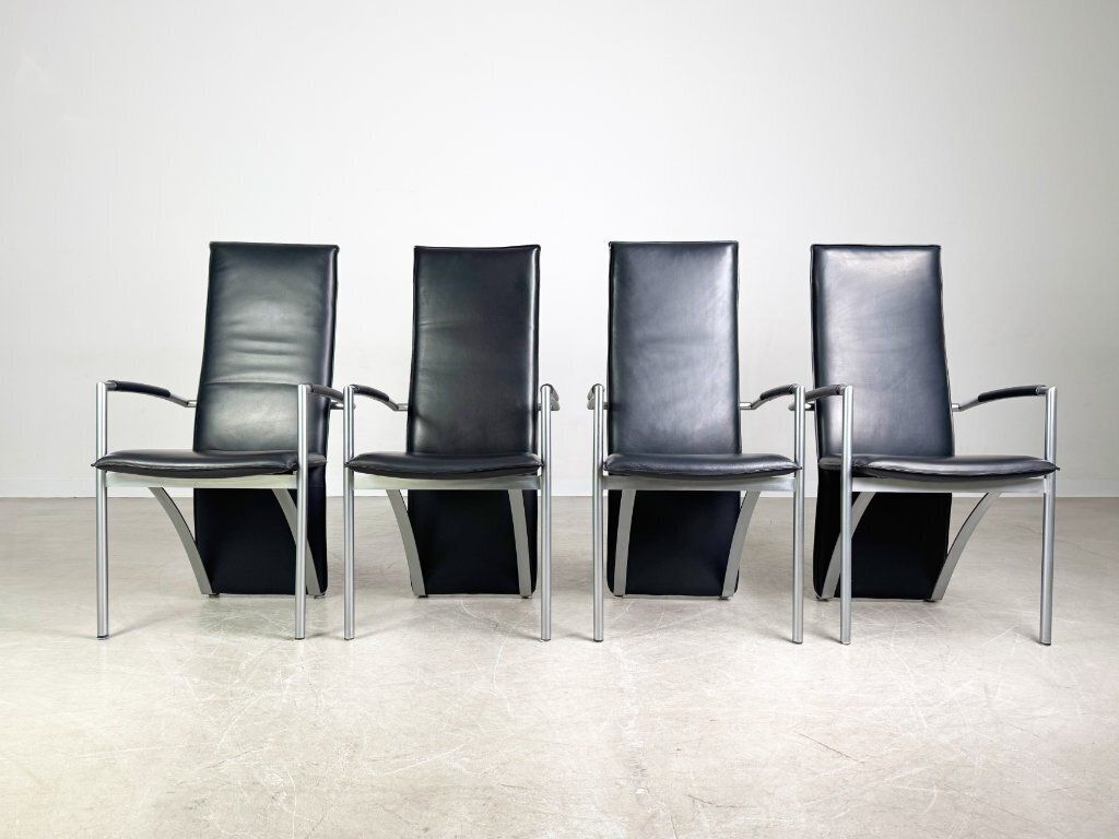 Set Of 4 Ronald Schmitt Rst 4 Chairs Leather Design Chair With Armrests photo furniture