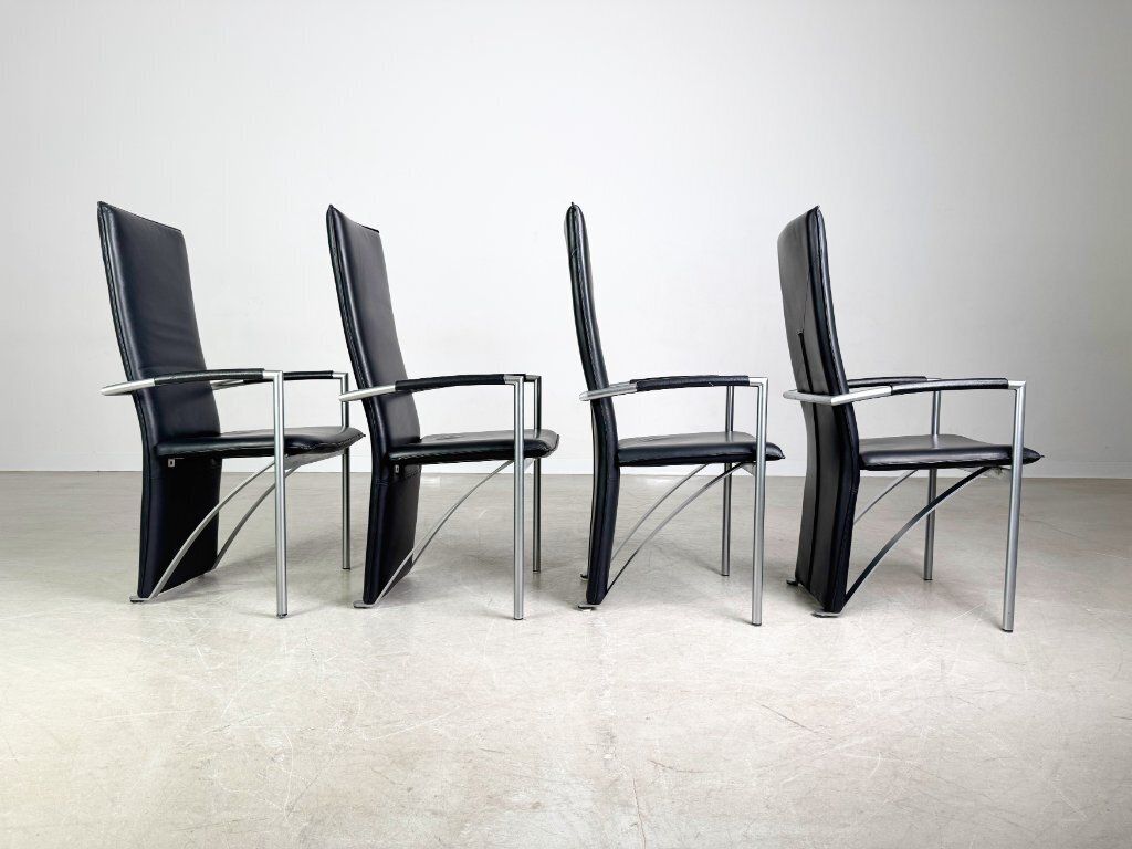 Set Of 4 Ronald Schmitt Rst 4 Chairs Leather Design Chair With Armrests photo Furniture