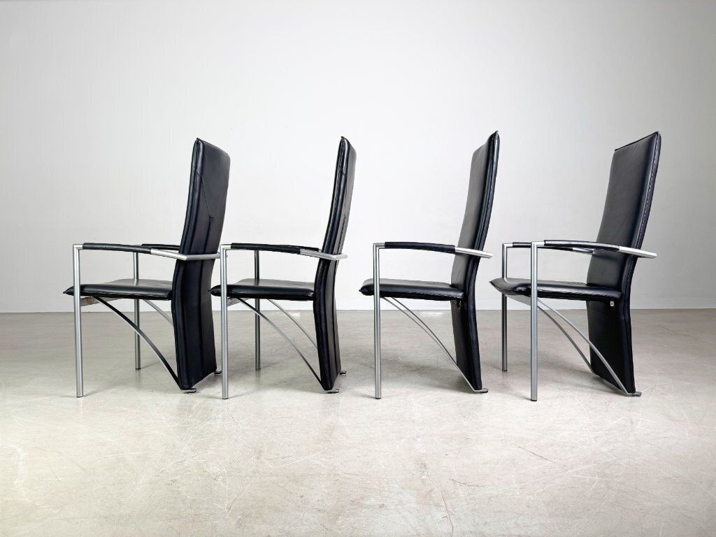 Set Of 4 Ronald Schmitt Rst 4 Chairs Leather Design Chair With Armrests photo vinterior