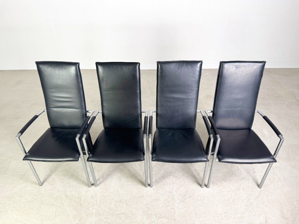 Set Of 4 Ronald Schmitt Rst 4 Chairs Leather Design Chair With Armrests photo buy