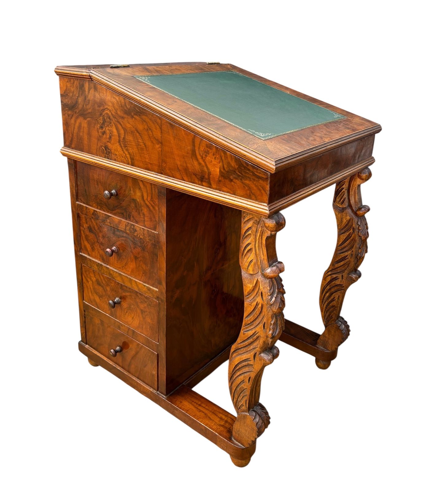 English Regency Revival Burr Walnut Davenport Desk, Early 20th Century