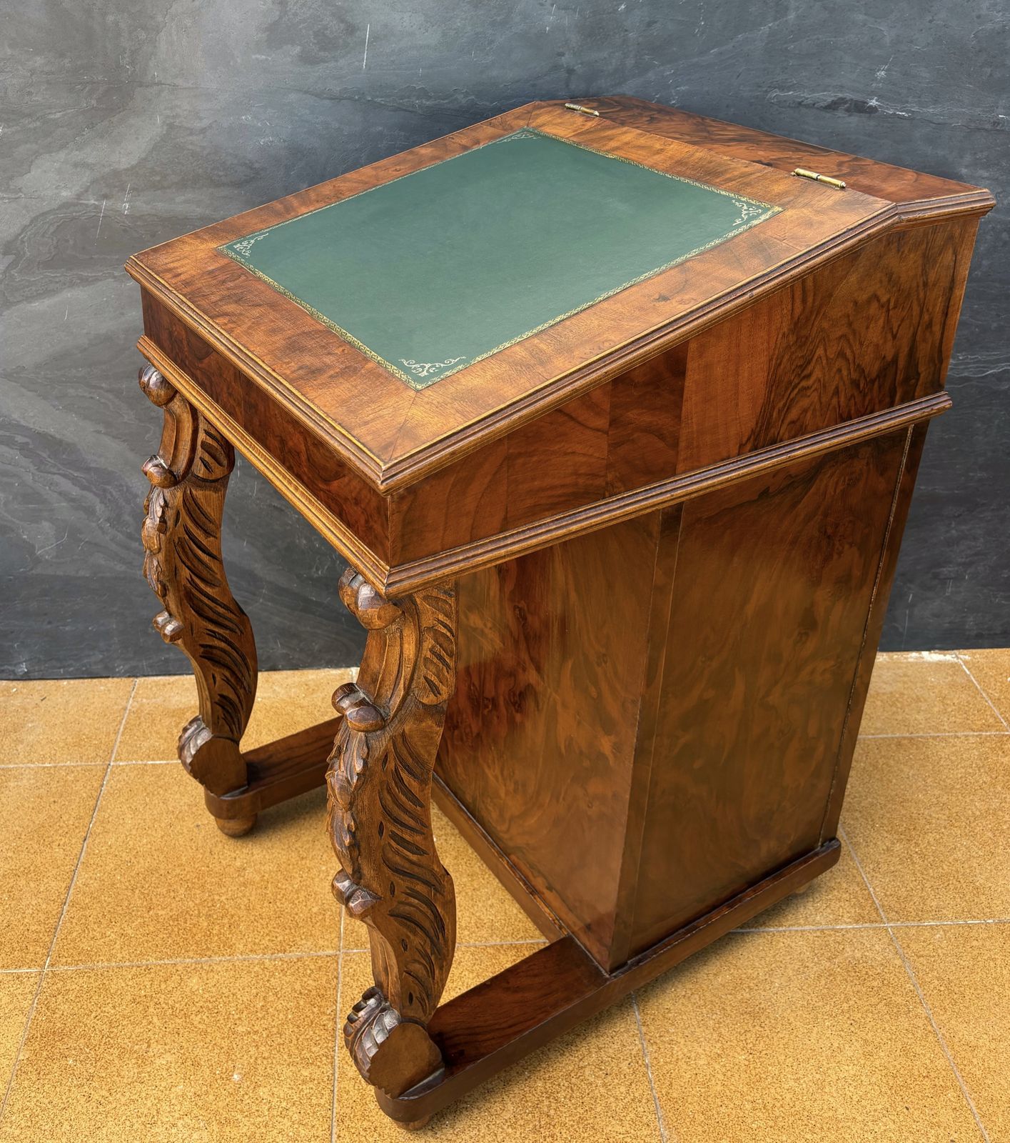 English Regency Revival Burr Walnut Davenport Desk, Early 20th Century photo furniture