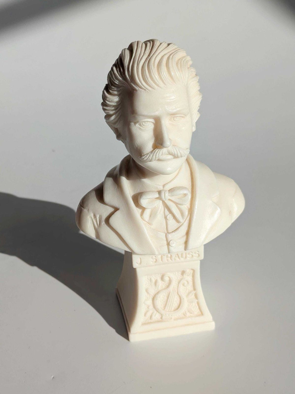 Vintage Alabaster Bust Of Johann Strauss, Italian Handcrafted Sculpture, 1980s Signed A. Lucchesi photo for sale