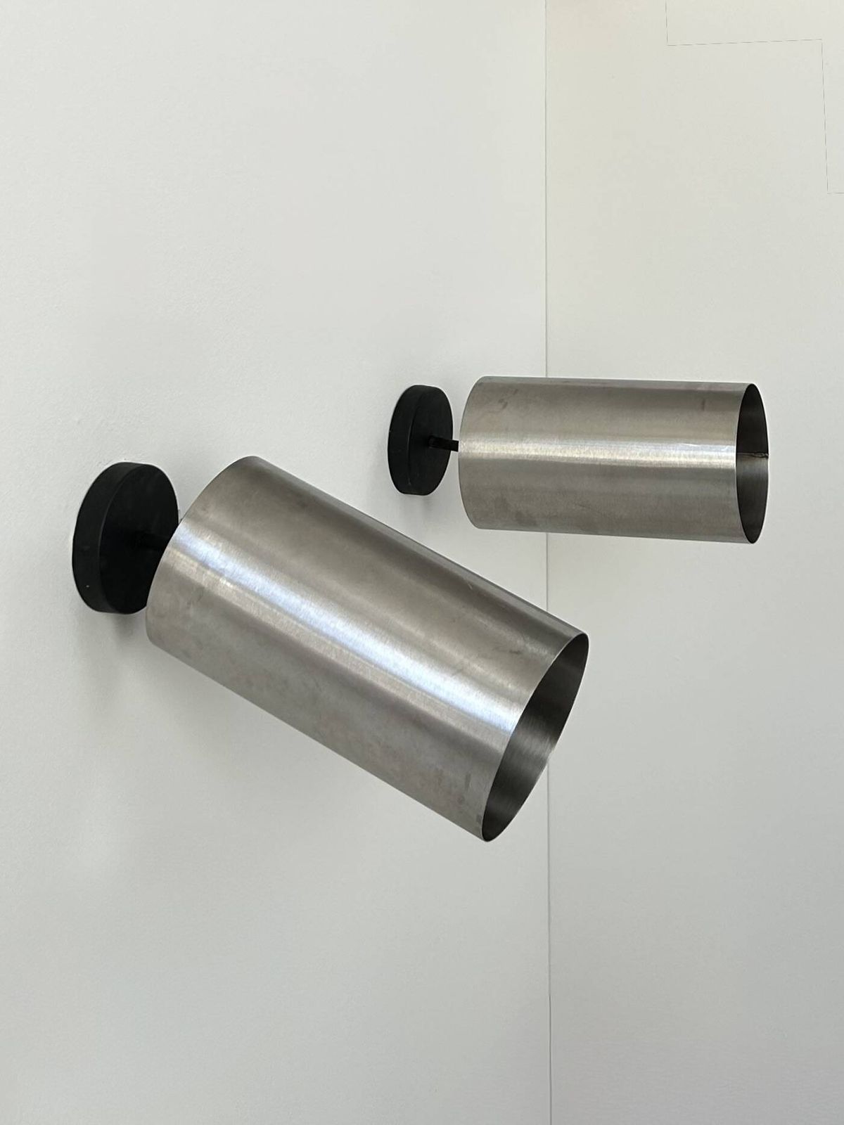 Pair Of Vintage Adjustable Wall Lights, Brushed Metal, France, 1970 photo Lighting