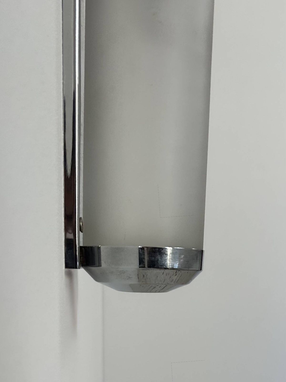 Vintage Tubular Art Deco Wall Light, Chromed Metal And Sandblasted Glass, France, 1930 photo vintage