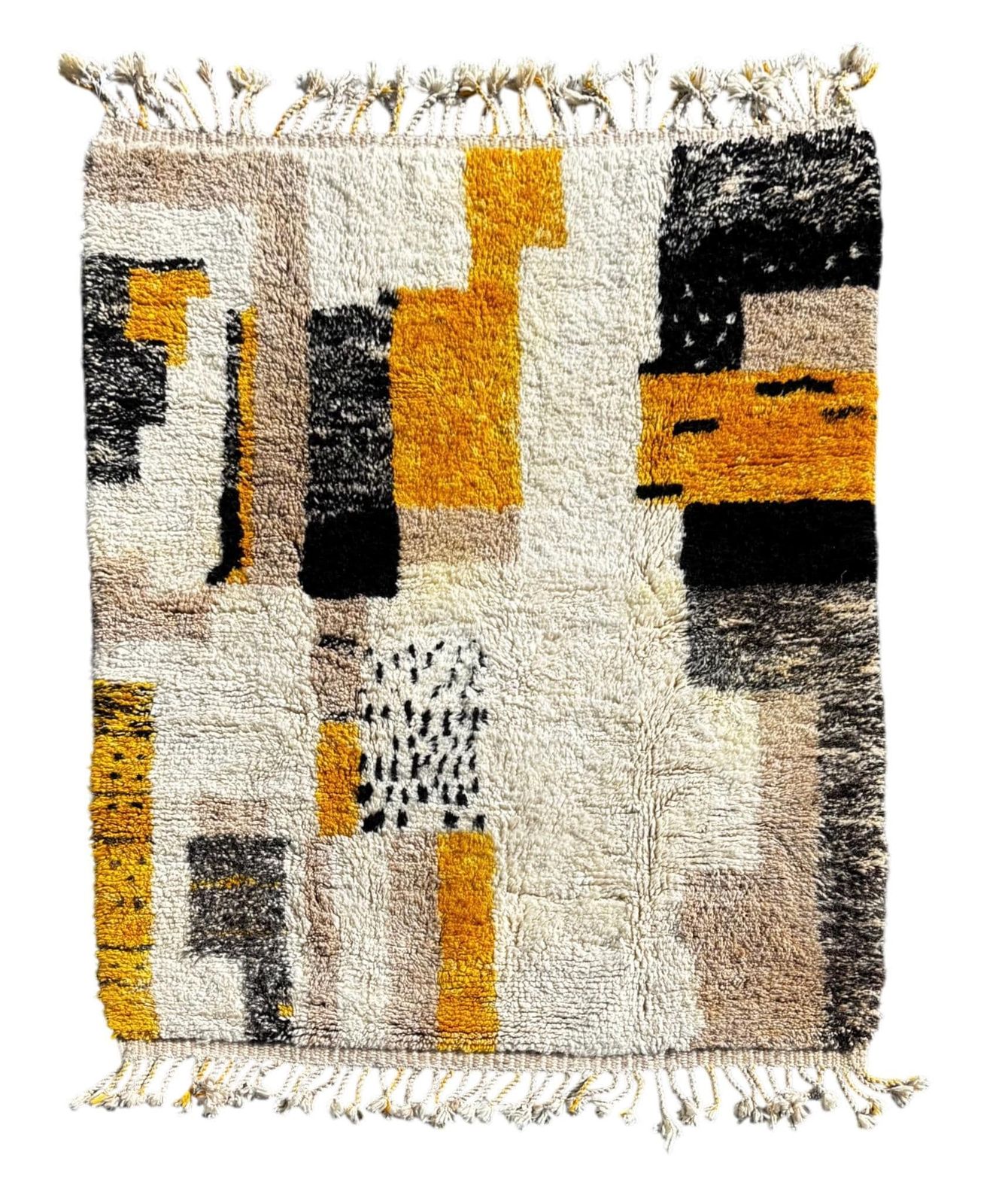 Handgemaakte Marokkaanse Mrirt wollen vloerkleed 160x220 cm – Minimaal geometrisch dessin – Luxe Berber vloerkleed – Modern boho interieur photo furniture