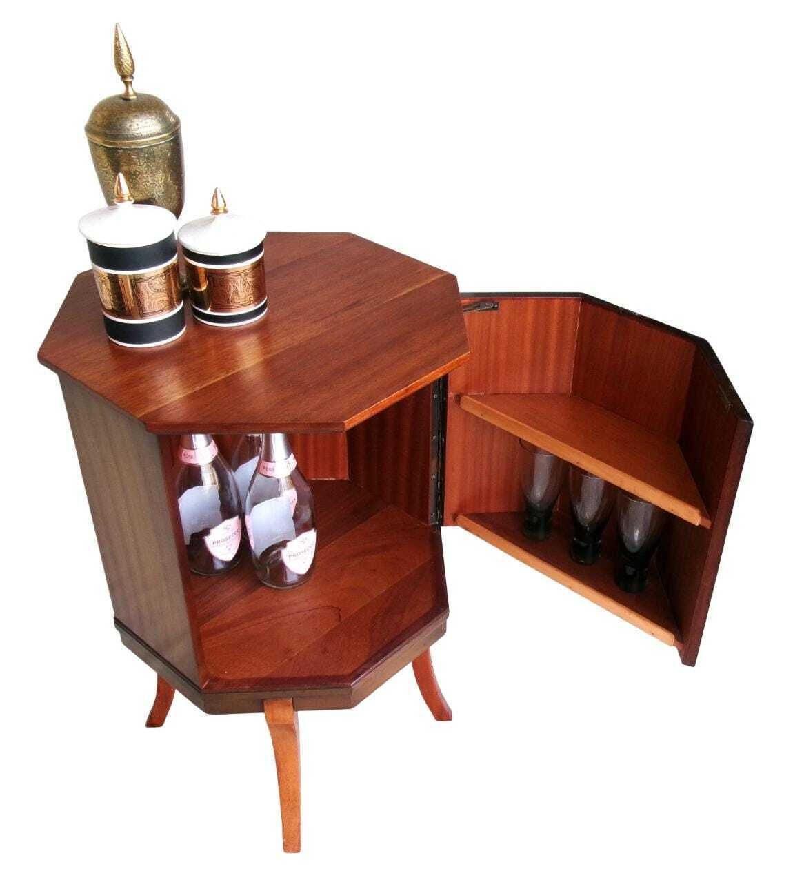 Mid Century Cellarette Drinks Cabinet, Mahogany Gin Liquor Cupboard, Octagonal, Vintage Bar photo 275.0