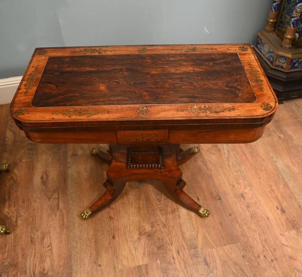 Period Regency Card Tables Games Brass Inlay 1810 photo Furniture