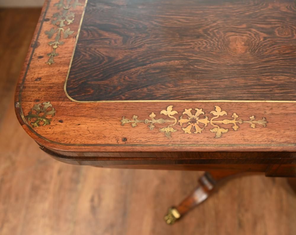 Period Regency Card Tables Games Brass Inlay 1810 photo vintage