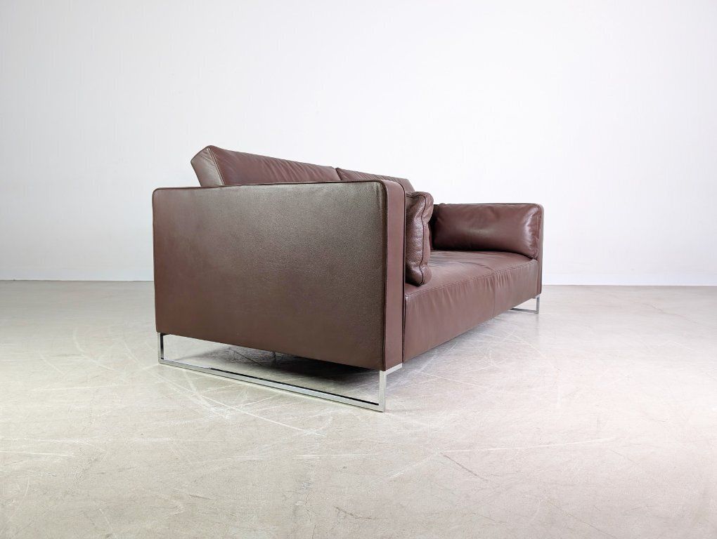 Original Ligne Roset Two Seater Sofa, Designer Couch, Urbani Leather, Brown photo Furniture