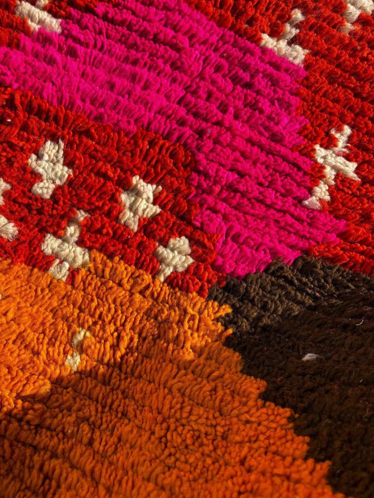 Orange Moroccan Boujad Rug 180x280 Cm Wool Carpet – Rug For Modern Interiors – Handmade By Berber Women photo vintage