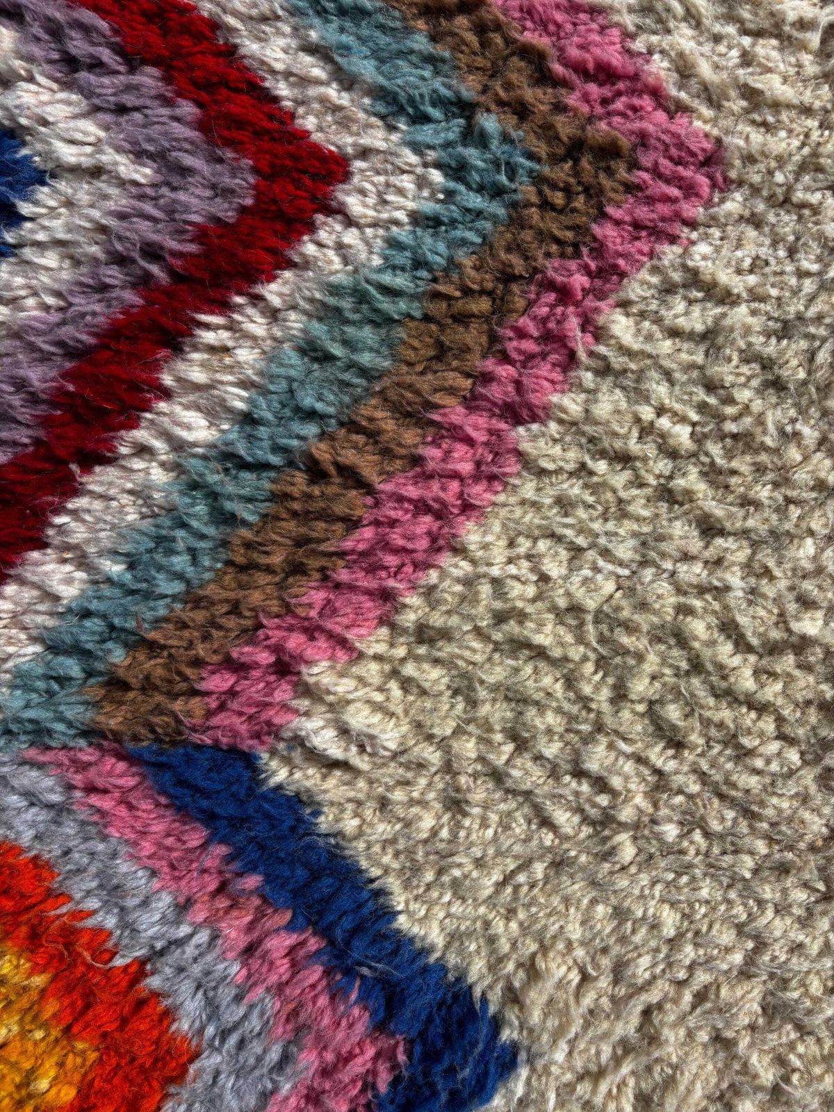 Textiles Berber Colorful Moroccan Beni Ourain Wool Rug 220x300 Cm   Berber Moroccan Rug   Handmade Boho Floor Carpet With Bold Multicolor Patterns photo
