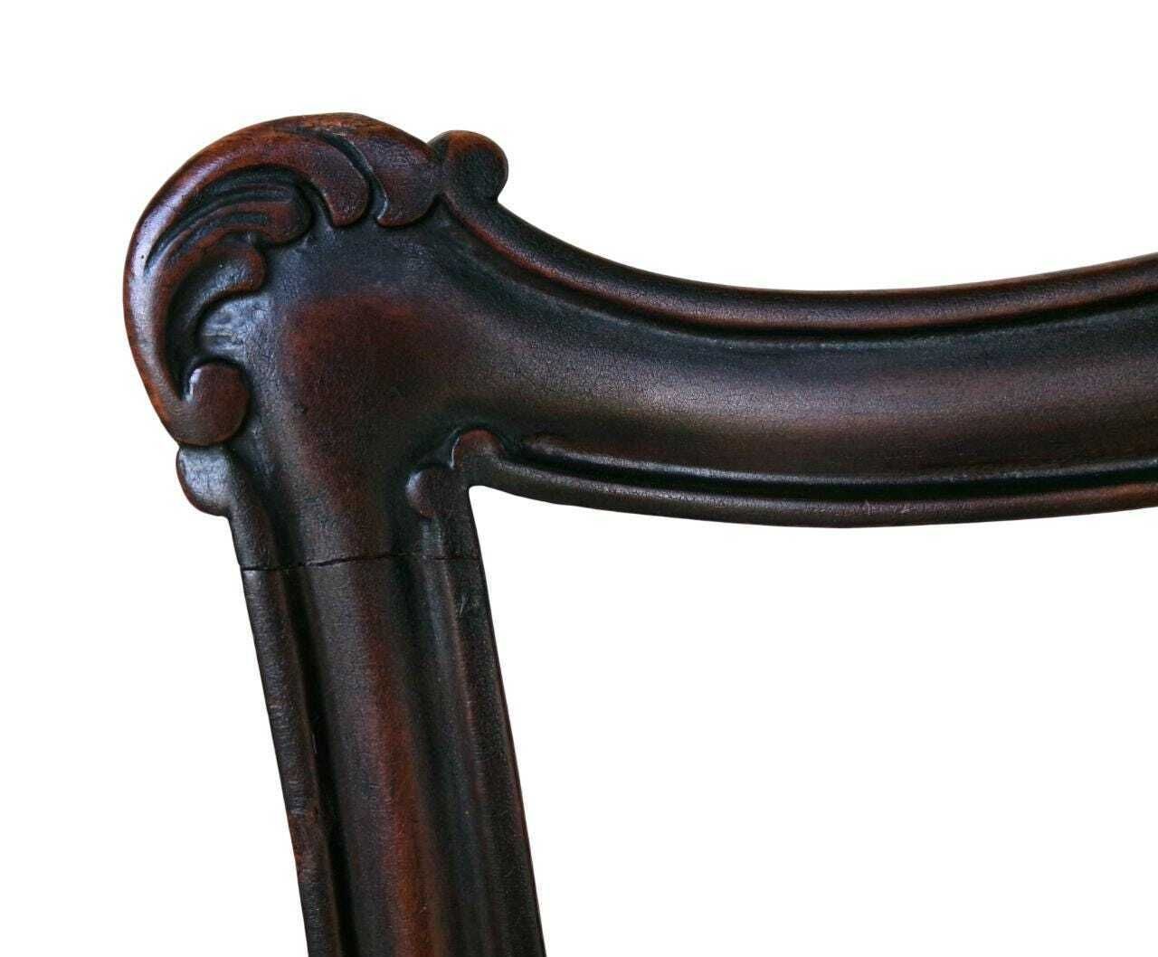 5 Late Georgian Mahogany Dining Chairs, Chippendale Style Ribbon Ladderback, Leather Seat, Inc Carver photo buy