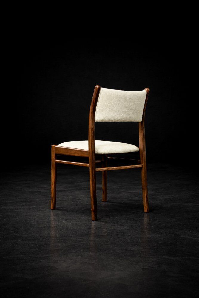 Mid Century Modern Danish Teak And Beige Fabric Chairs, 1960s, Set Of 4 photo Furniture