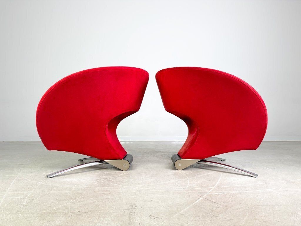 photo for sale 2x Original Fora Form Loop Armchair Johan Verde Red Velvet Design Chair