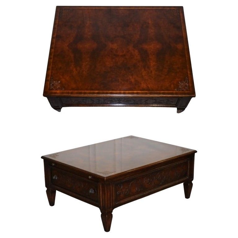 Stunning American Theodore Alexander Coffee Table Two Drawers & Butler Trays
