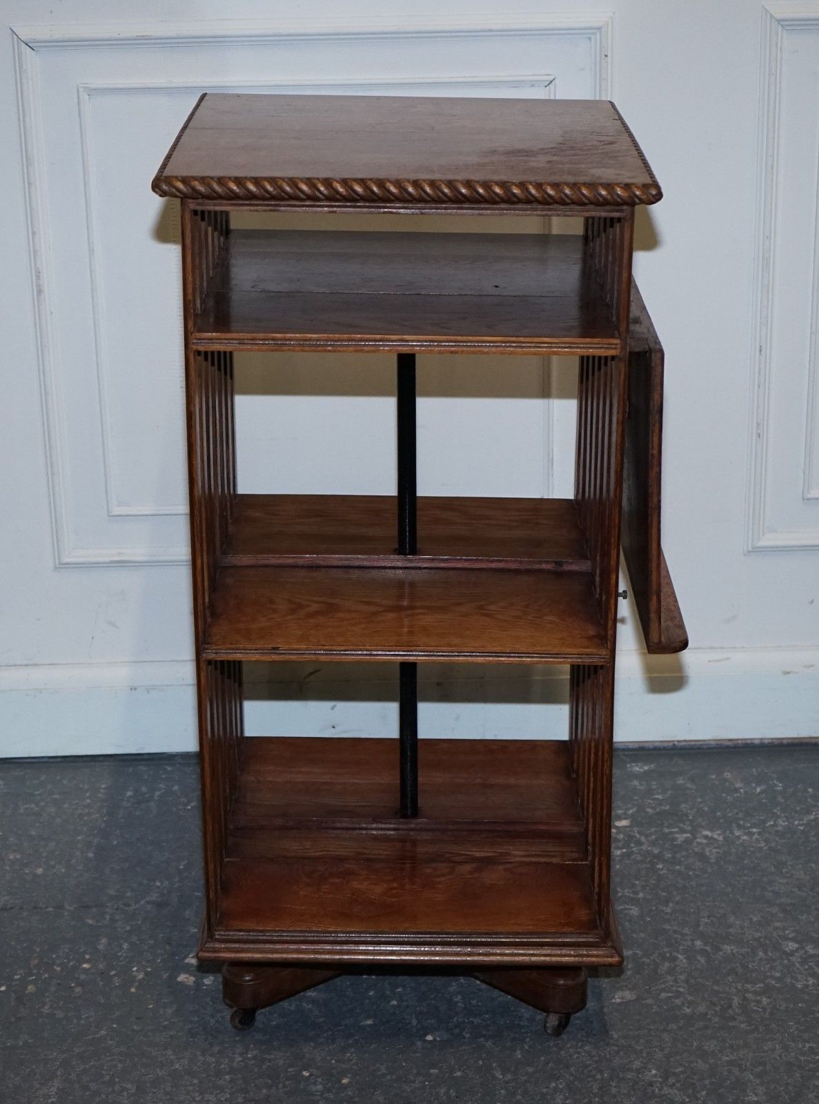 Antique Substantial Oak Revolving Bookcase With Folding Reading Stand photo 1650.0