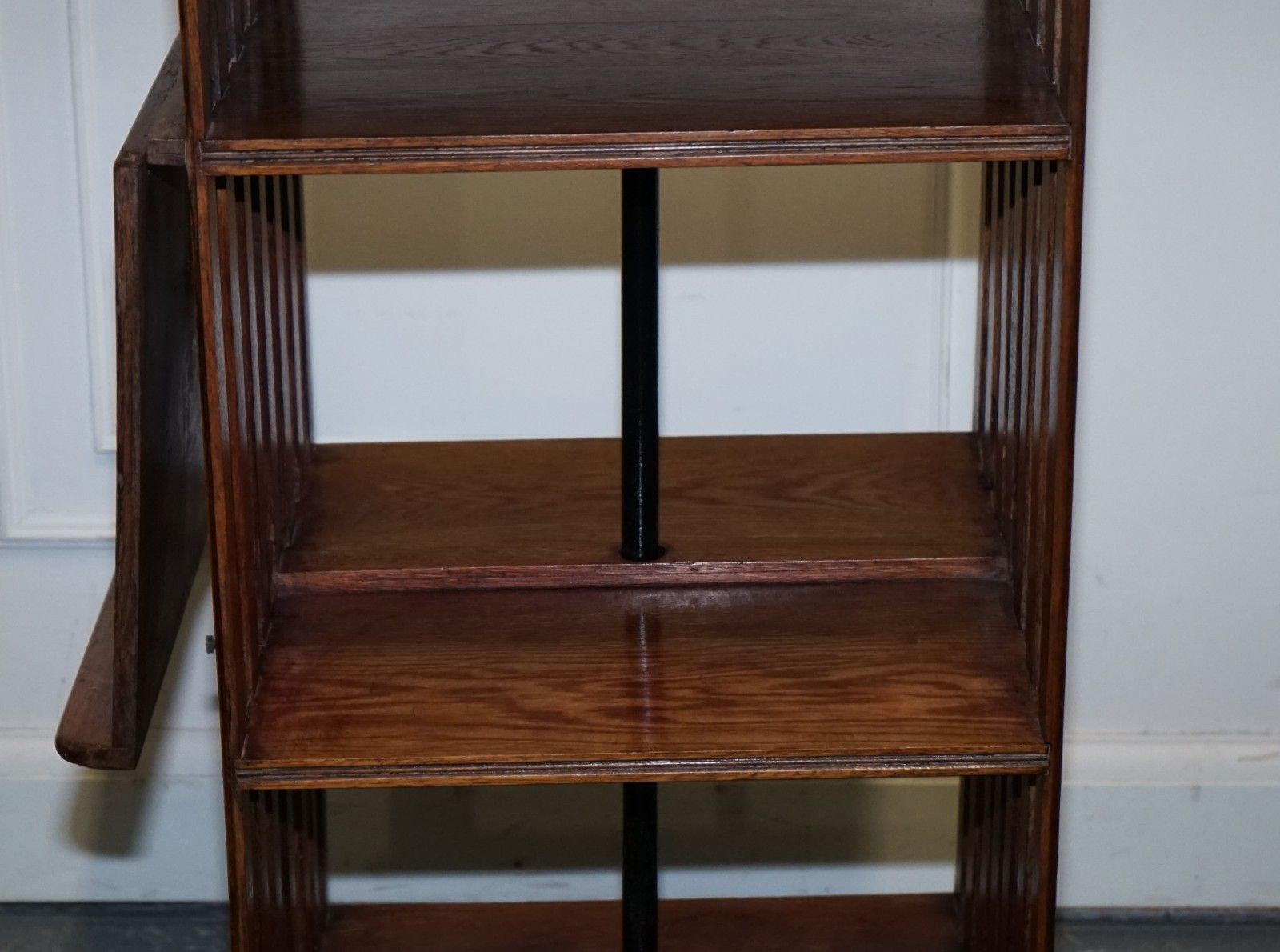 photo vintage Antique Substantial Oak Revolving Bookcase With Folding Reading Stand