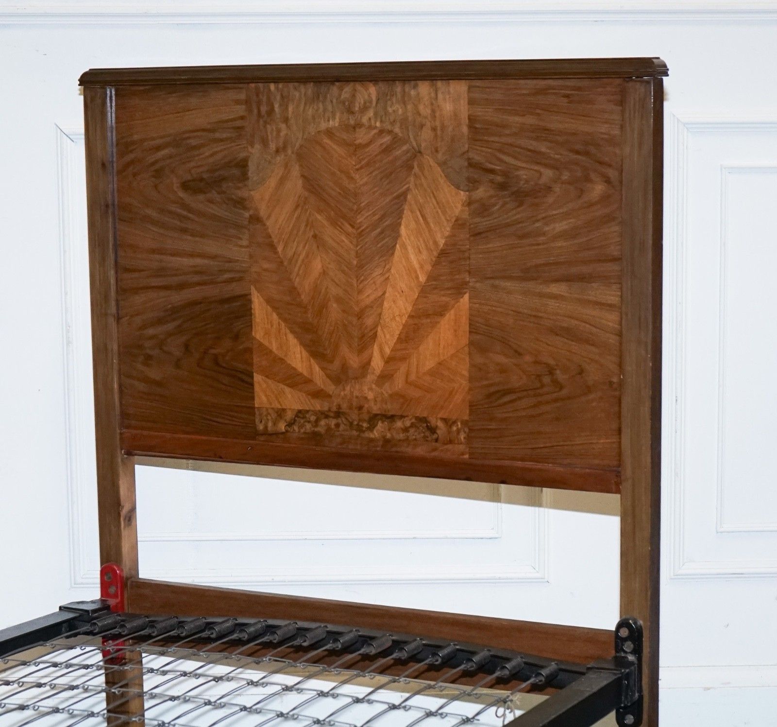 Art Deco Burr Walnut Decorative Inlaid Panels Single Bed (2/2) photo Furniture