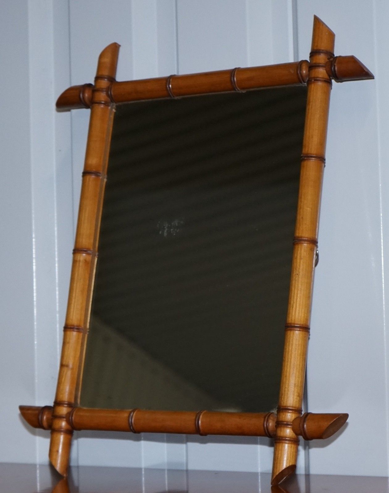Antique French Style Decorative Faux Bamboo Wall Mirror photo for sale