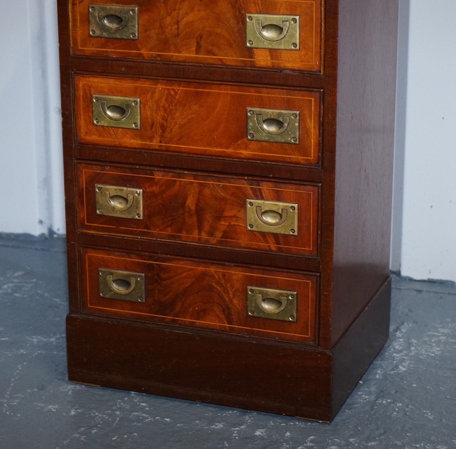Military Campaign Style Tallboy Tall  Chest Of Drawers Brass Handles photo vinterior