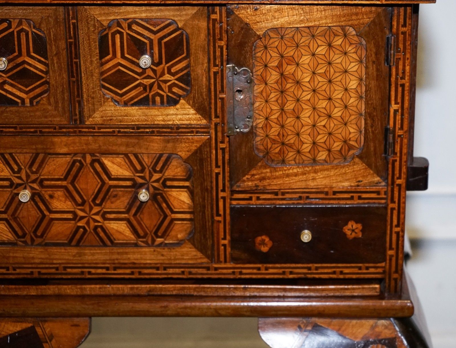 Antique Circa 1800s Japanese Marquetry Games Table Cabinet On Stand photo 4950.0