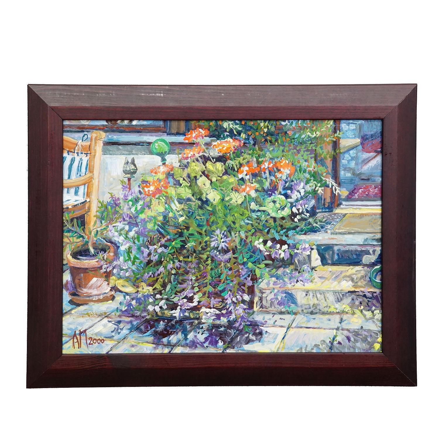 Garden Flower Basket, 2000 – Oil Painting By Alexander Michael photo furniture