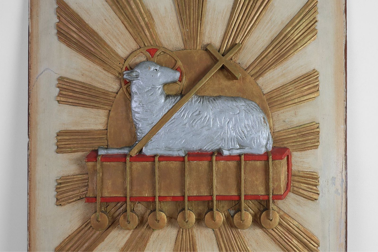 Religious Carved Wooden Agnus Dei Panel, France, 1800s photo furniture
