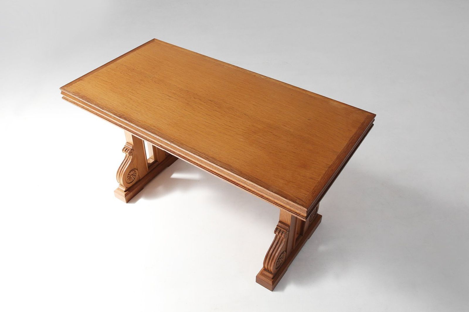 Art Deco Oak Coffee Table With Sculpted Details, Belgium, 1940s photo buy