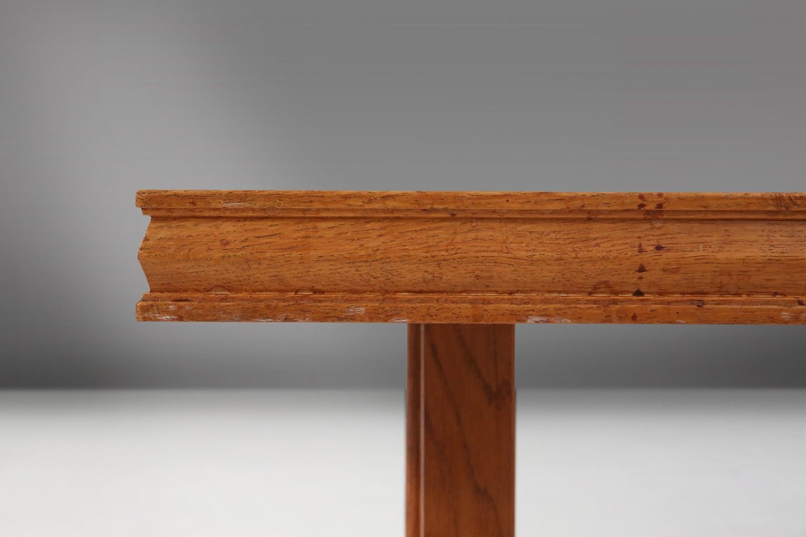photo for sale Art Deco Oak Coffee Table With Sculpted Details, Belgium, 1940s