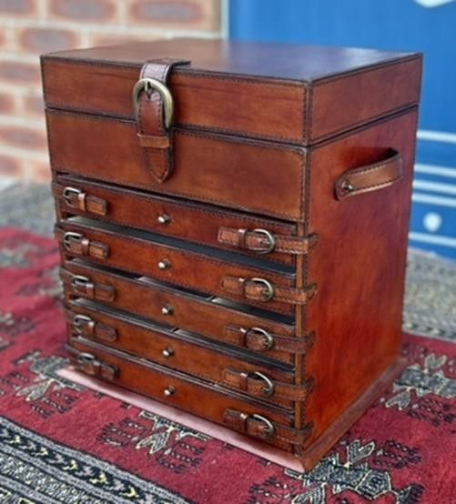 Superb Quality Hand Crafted Antique Style Leather Campaign Jewellery Box photo furniture