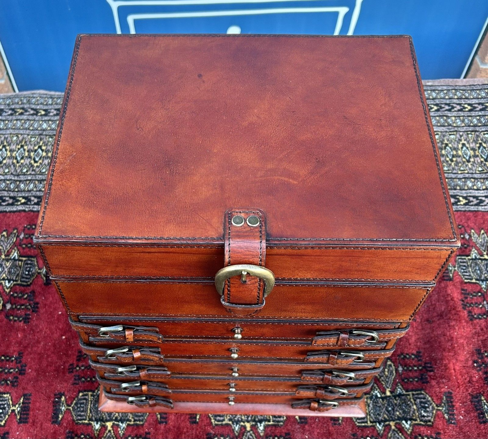 Superb Quality Hand Crafted Antique Style Leather Campaign Jewellery Box photo vinterior
