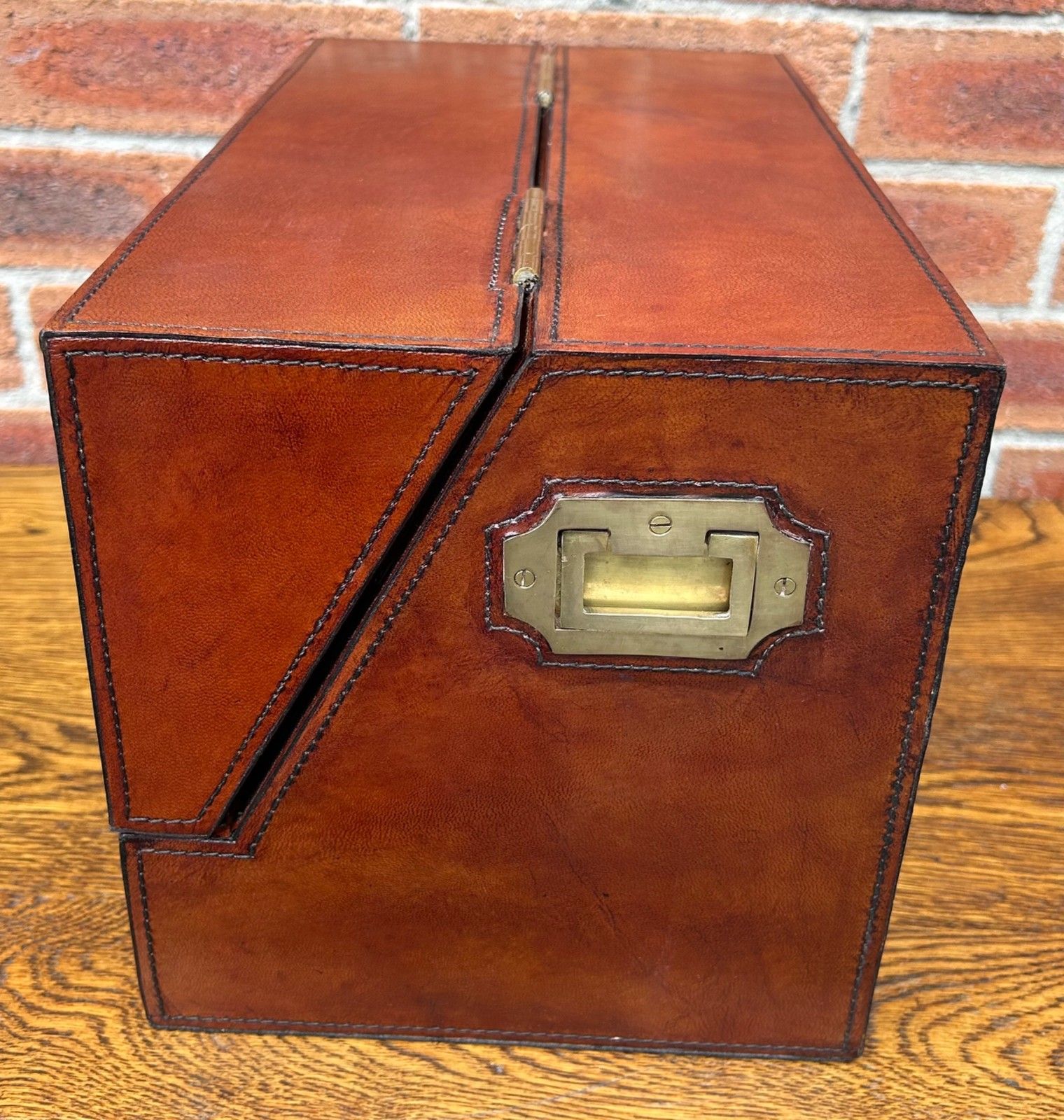 Quality Antique Style Leather Campaign Letter Writing Stationery Slope Box photo vintage