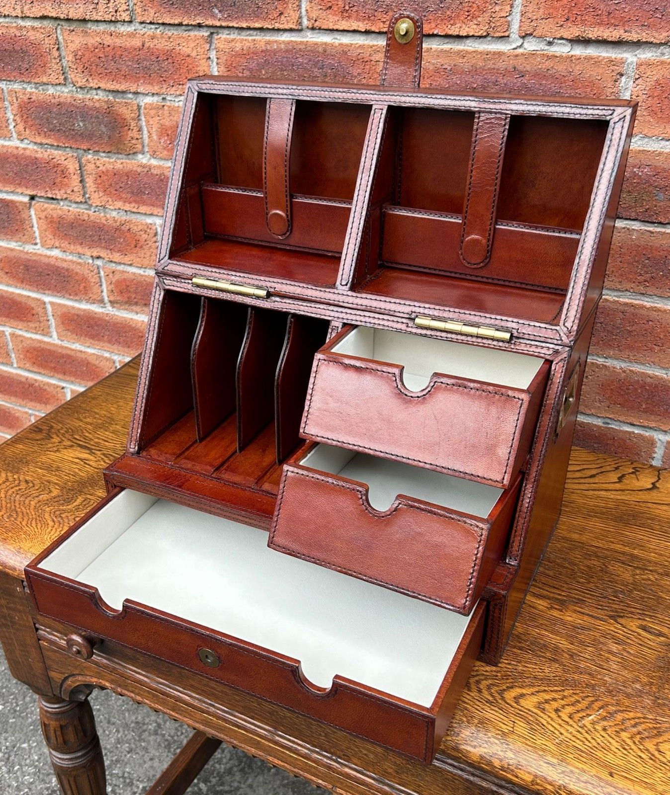 photo vinterior Quality Antique Style Leather Campaign Letter Writing Stationery Slope Box