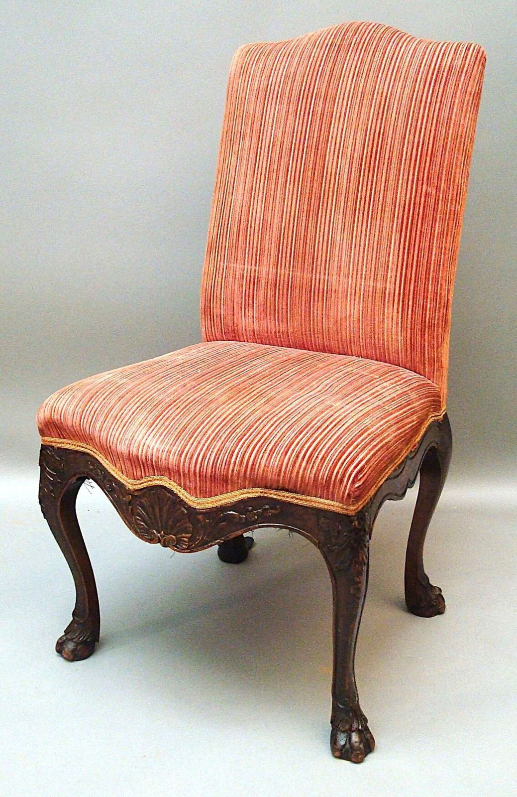 Unusual C18th Italian Carved Walnut Side Chair