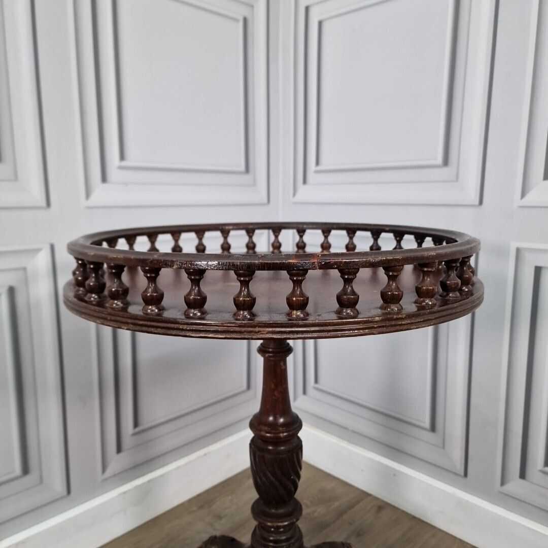 Antique Lamp Table Vintage Turned Wood Mahogany Side Wine Pedestal Plant Stand photo furniture