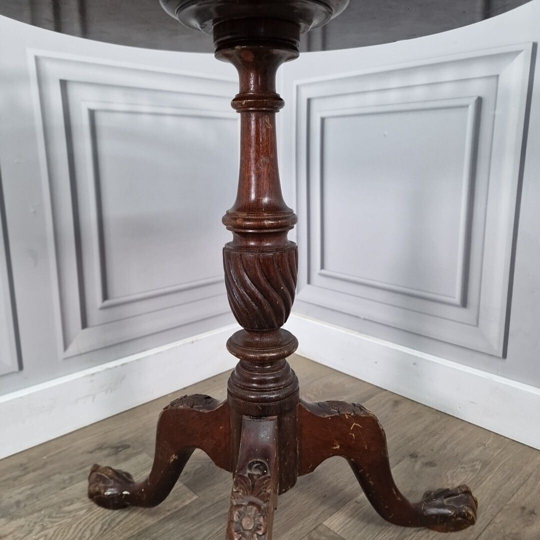 Antique Lamp Table Vintage Turned Wood Mahogany Side Wine Pedestal Plant Stand photo for sale