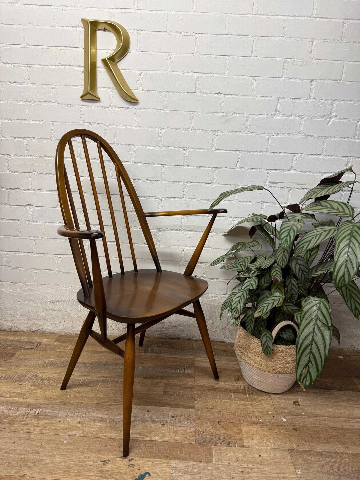 1978 Ercol 365a Armchair | Vintage Desk Chair | Elm Windsor Carver Chair photo vinterior