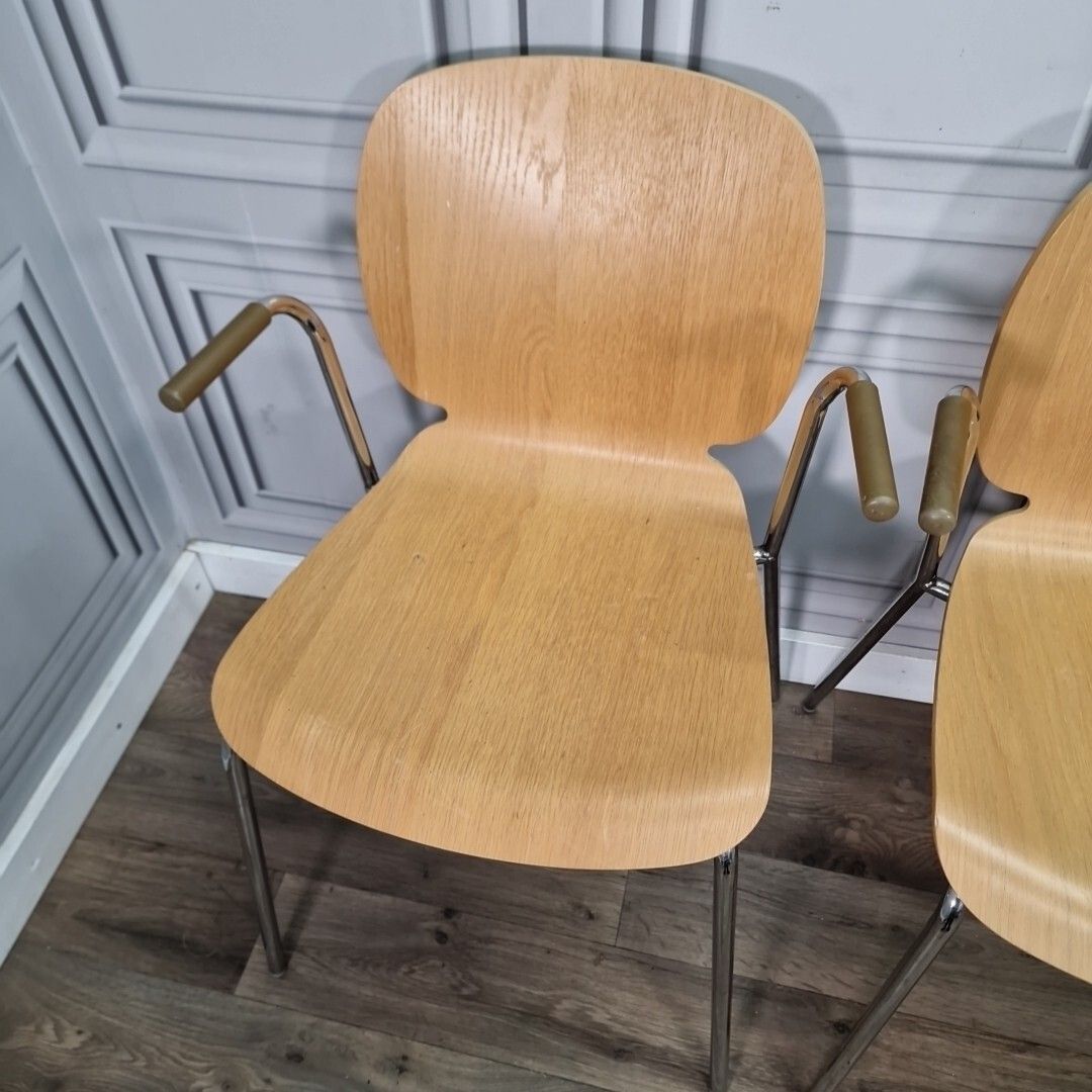 Retro Ikea Dietmar Chairs Set X4 Chrome Mid Century Style Arm Dining Desk Seat photo Furniture