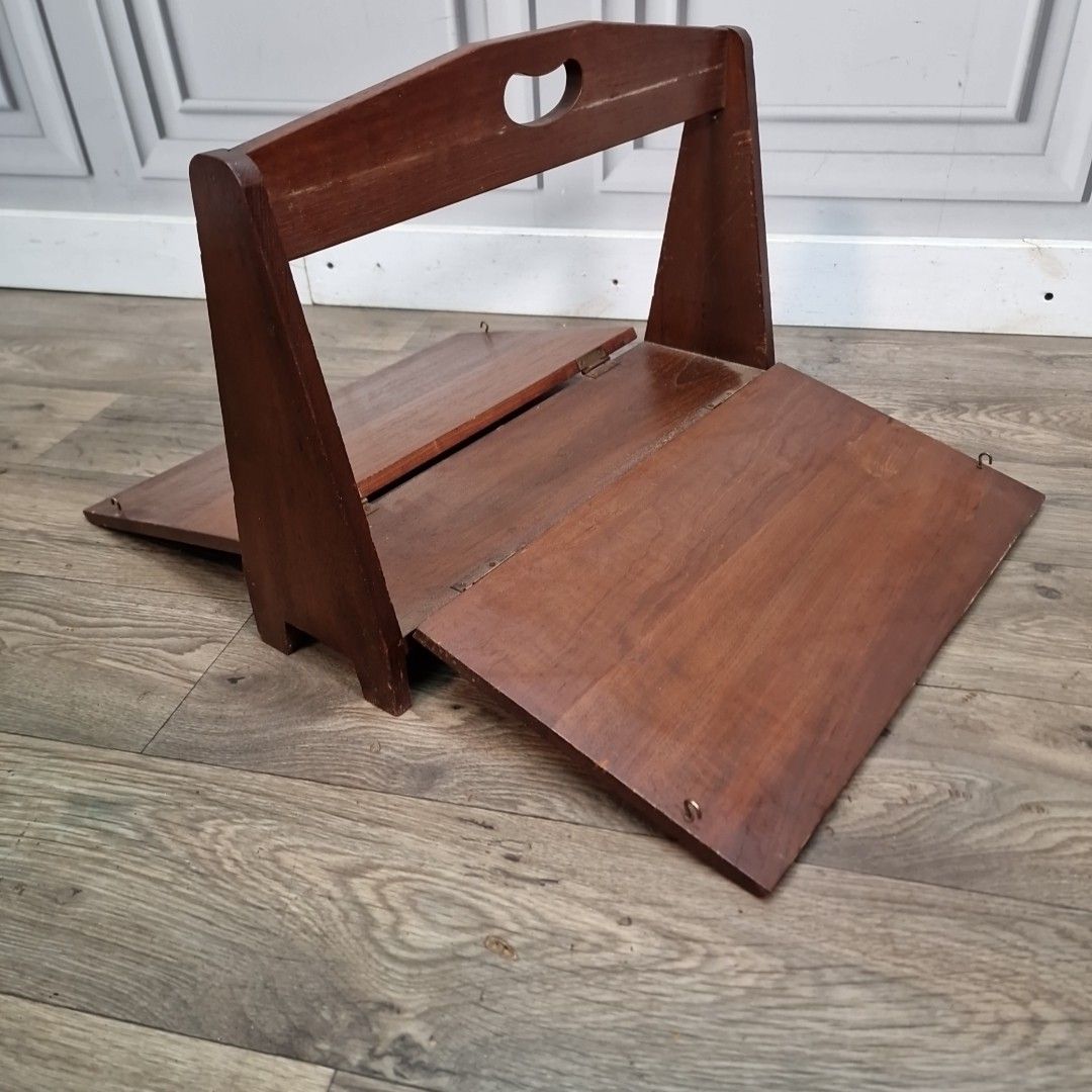Vintage Magazine Letter Rack Oriental Carved Pagoda Scene Storage Teak Retro photo buy