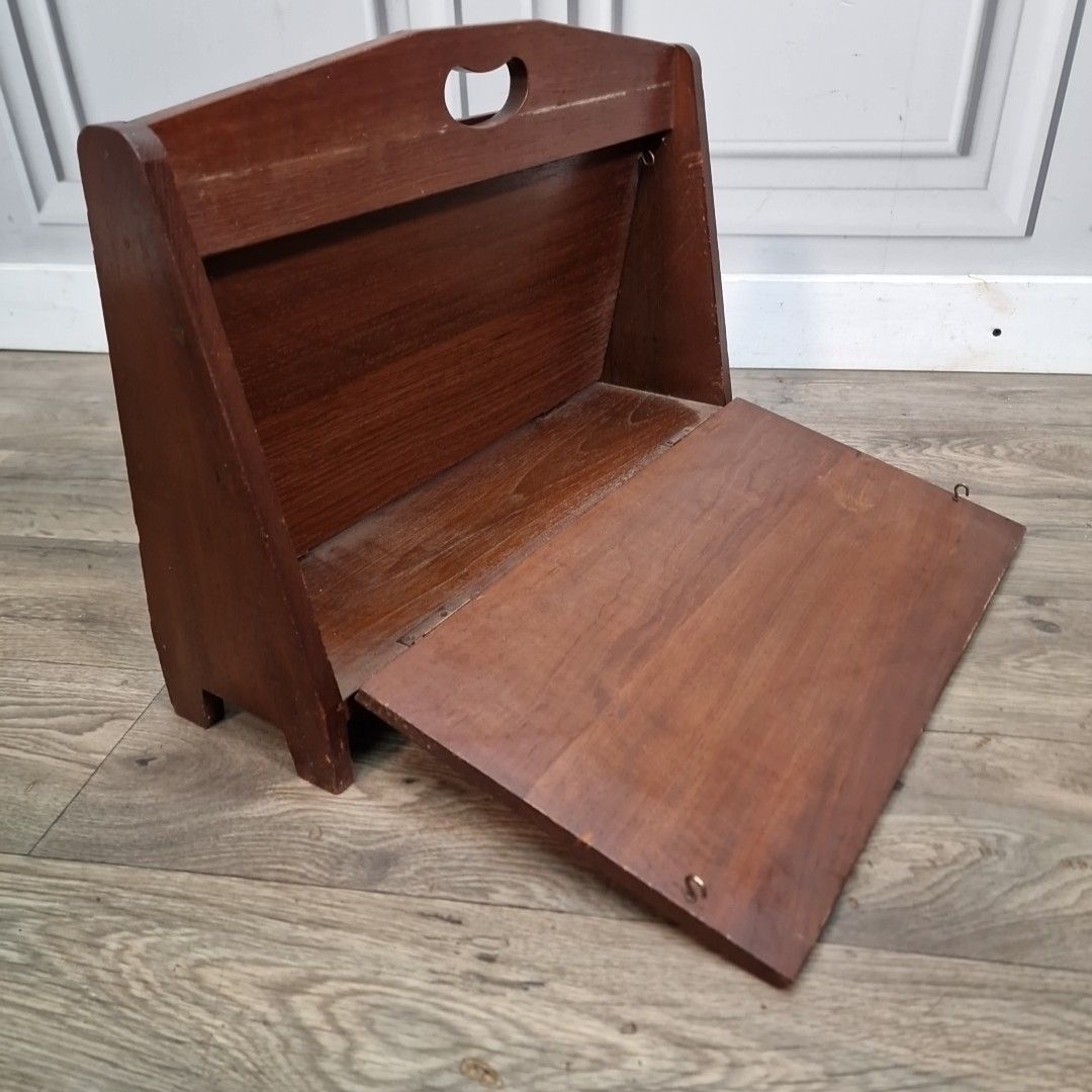 Vintage Magazine Letter Rack Oriental Carved Pagoda Scene Storage Teak Retro photo vintage