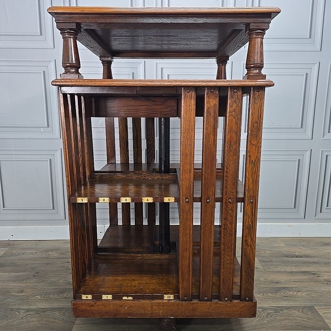 Antique Oak Revolving Bookcase – Large Library Shelf Table Victorian Solid Wood photo buy