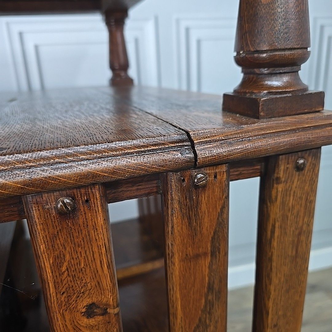 photo vinterior Antique Oak Revolving Bookcase – Large Library Shelf Table Victorian Solid Wood