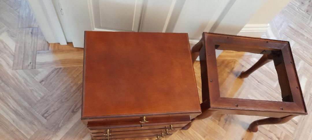 photo furniture Campaign Travelling Queen Anne Style Mahogany Jewellery Chest Cabinet Drawers On Stand
