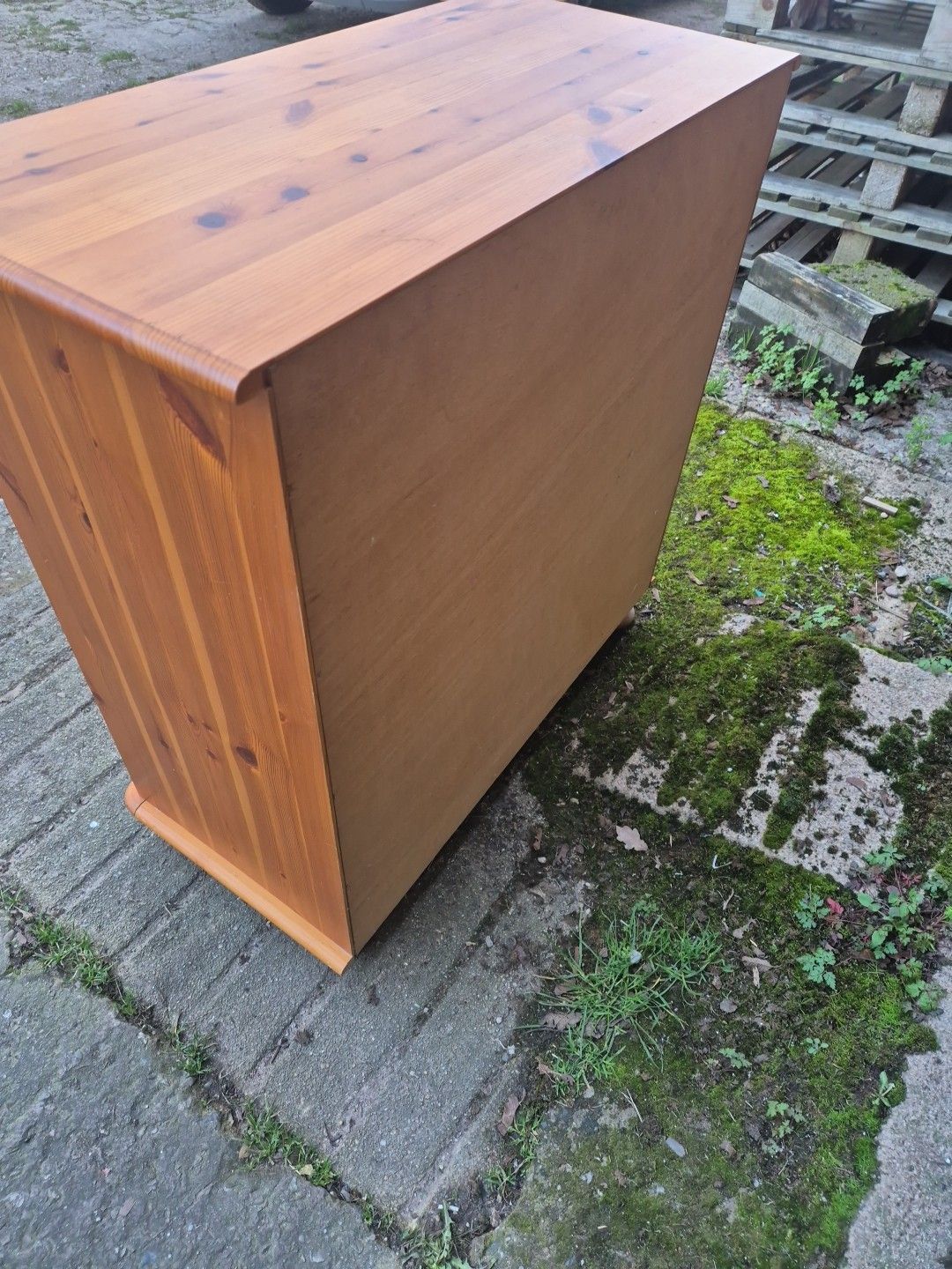 Modern 5 Drawer Honey Pine Chest Of Drawers On Bun Feet photo buy