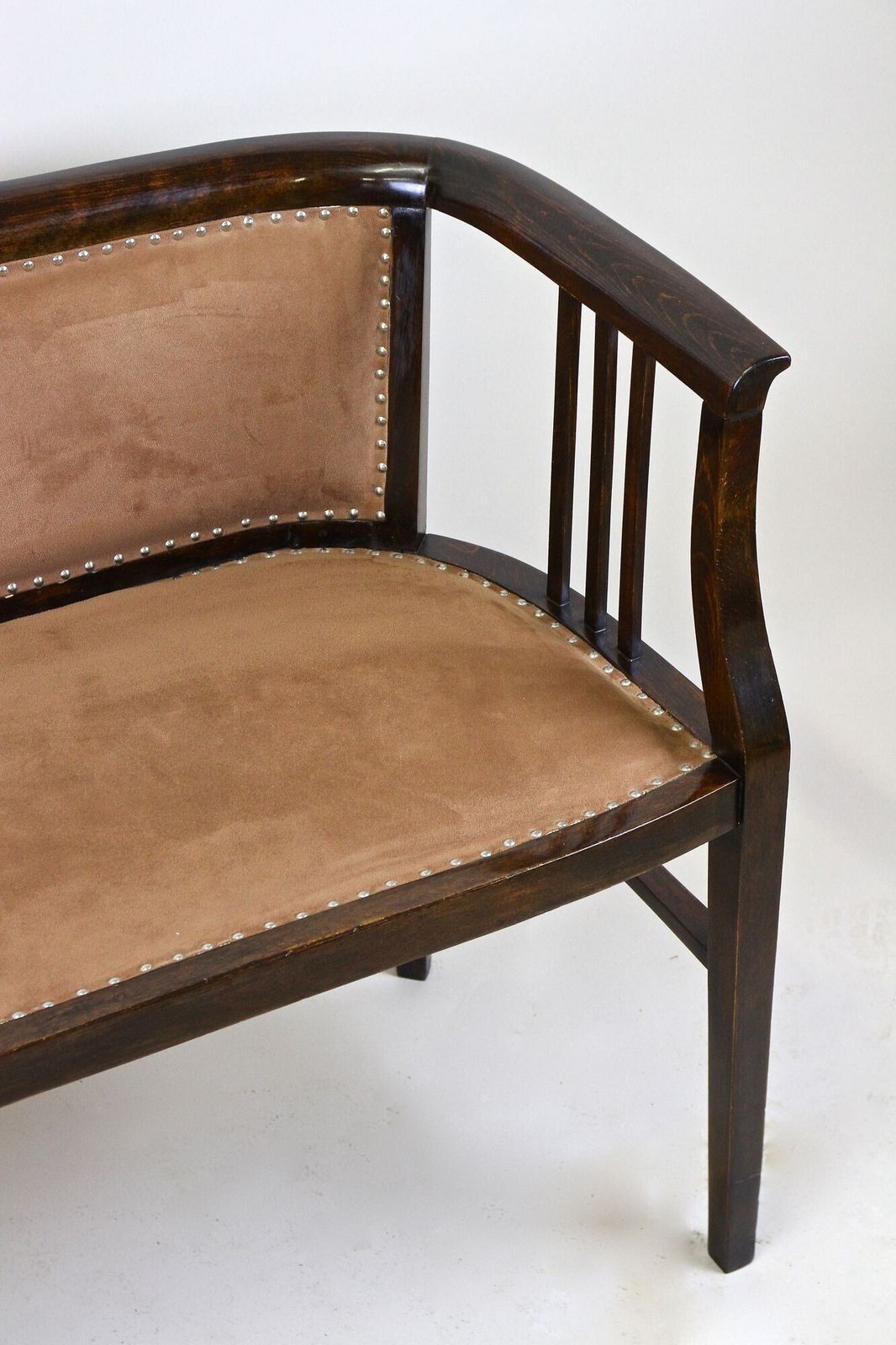 20th Century Art Nouveau Bench   Bentwood, Newly Upholstered, Austria Circa 1910 photo 2900.0