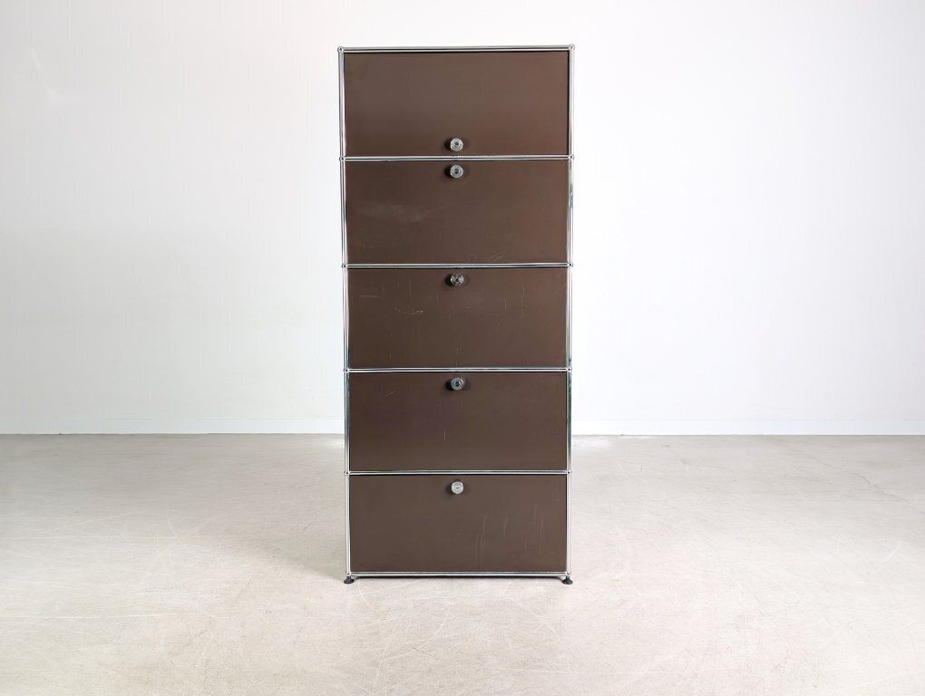 Original Usm Haller Filing Cabinet 1x5 Brown Vintage Shelf photo Furniture